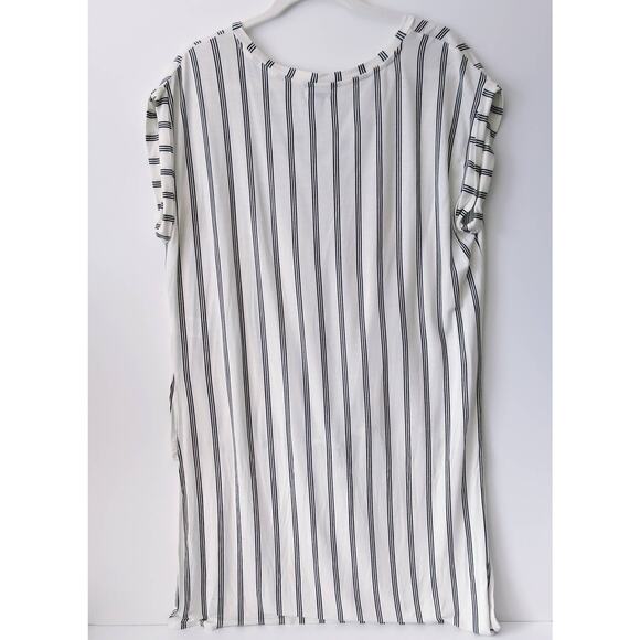 Love Fire L Sleeveless Top Muscle Tee Hi-Lo Hem Tie Front Stripes Soft Stretchy - Picture 6 of 10
